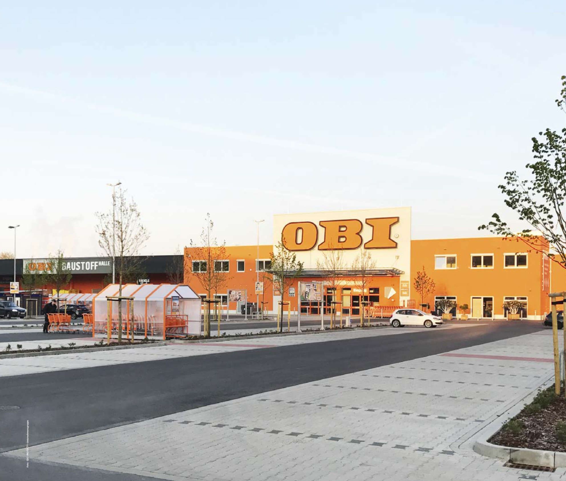 Parkplatz OBI Düsseldorf, GEO PROTECT®-Referenz zur Rückhaltung und Abflusssteuerung von Niederschlagswasser..